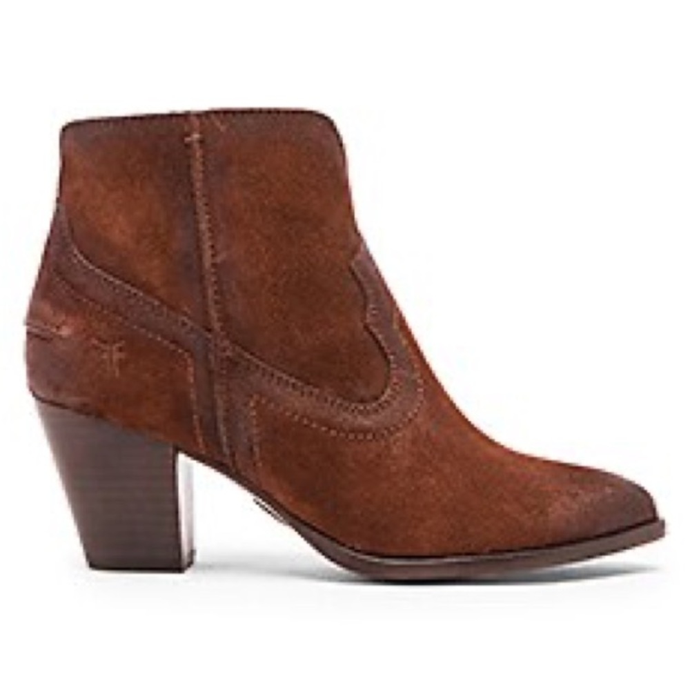 Frye Renee Suede Ankle Booties in Chestnut Brown Size 6